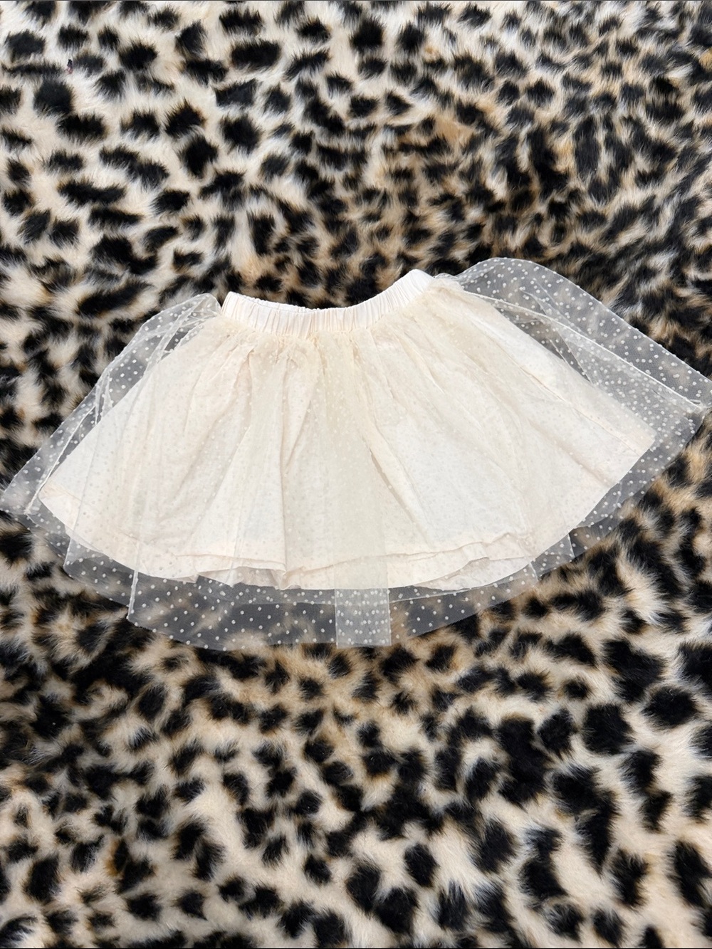 Zara Cream Dot Tulle Layered Skirt